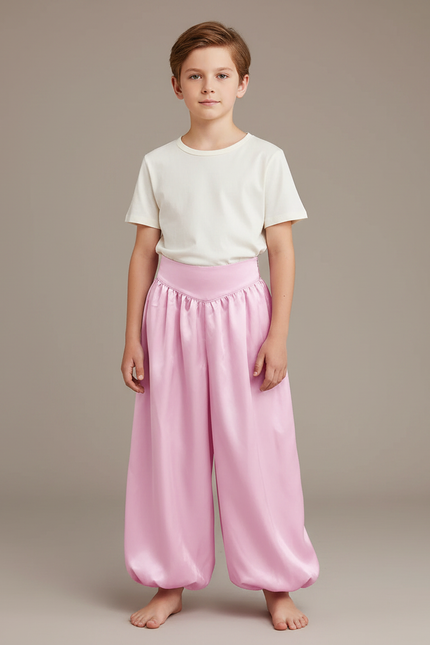 Pantalon Jupe Rose Satiné Ample Harem Enfant