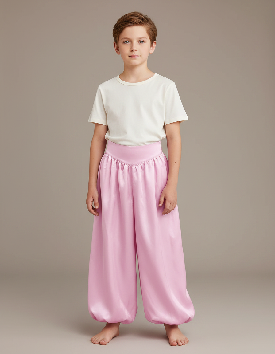 Pantalon Jupe Rose Satiné Ample Harem Enfant