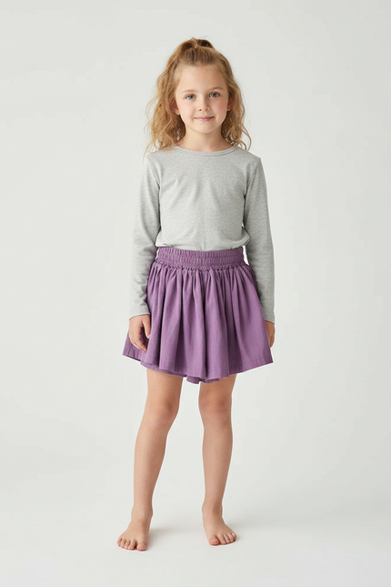 Pantalon Jupe Violet Plissé Ample Enfant Coton