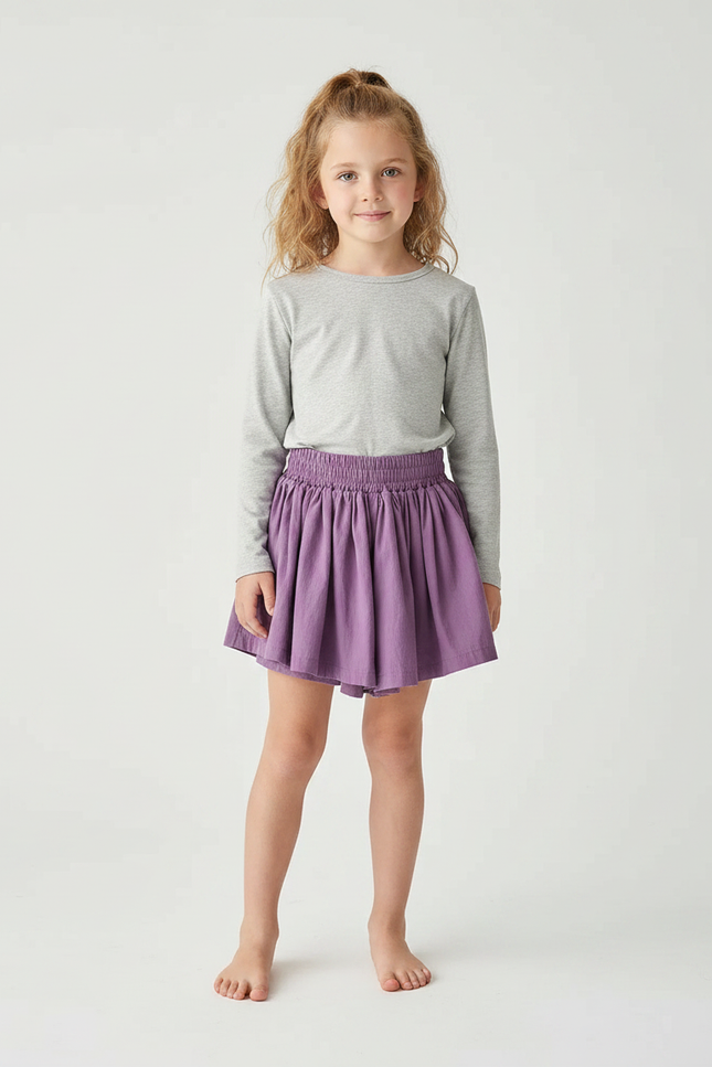 Pantalon Jupe Violet Plissé Ample Enfant Coton