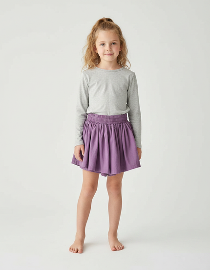 Pantalon Jupe Violet Plissé Ample Enfant Coton