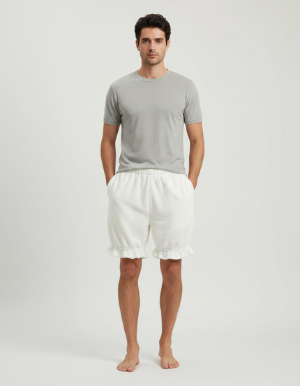 Pantalon Jupe Blanc Moelleux Volants Ample Homme - Molleton