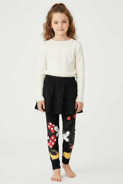 Pantalon Jupe Noir Mickey Minnie Confortable Fille - Molleton