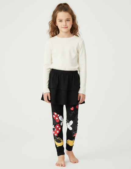 Pantalon Jupe Noir Mickey Minnie Confortable Fille - Molleton