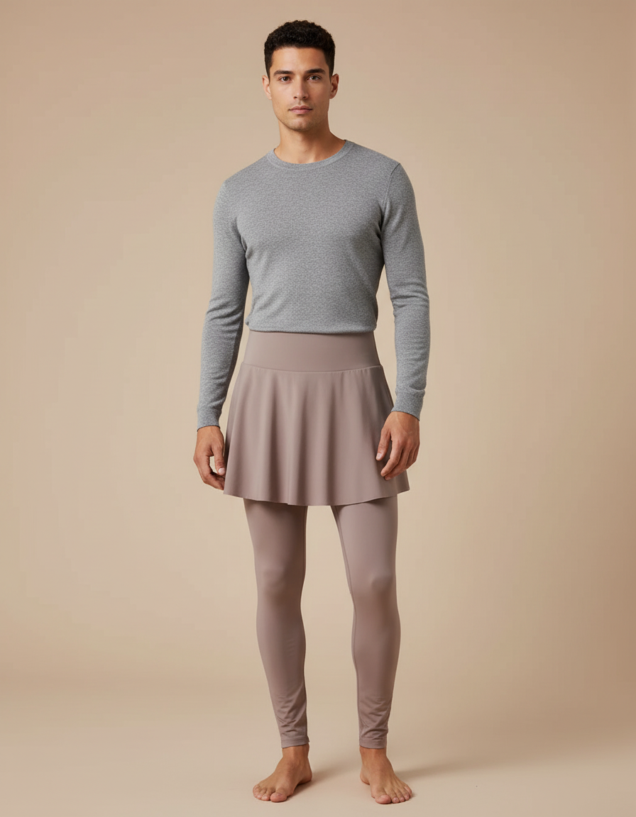 Pantalon Jupe Gris Marron Uni Sport Homme - Polyester