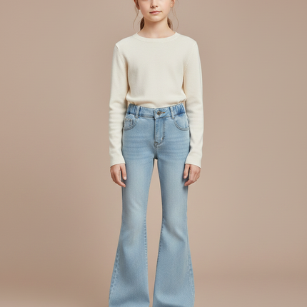 Pantalon Jupe Jean Bleu Clair Évasé Enfant