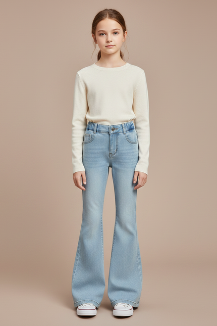 Pantalon Jupe Jean Bleu Clair Évasé Enfant