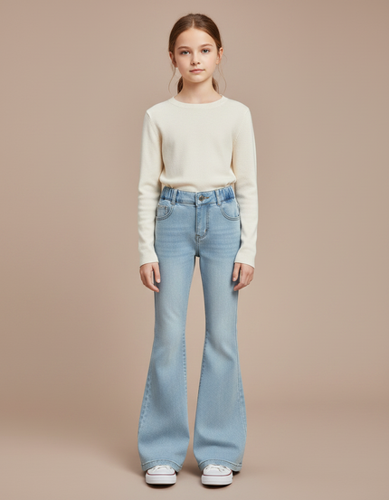 Pantalon Jupe Jean Bleu Clair Évasé Enfant