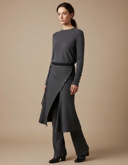 Ensemble Jupe Pantalon Femme - Gris Maille