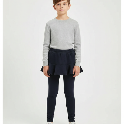 Pantalon Jupe Marine Côtelé Volanté Enfant Hiver - Molleton
