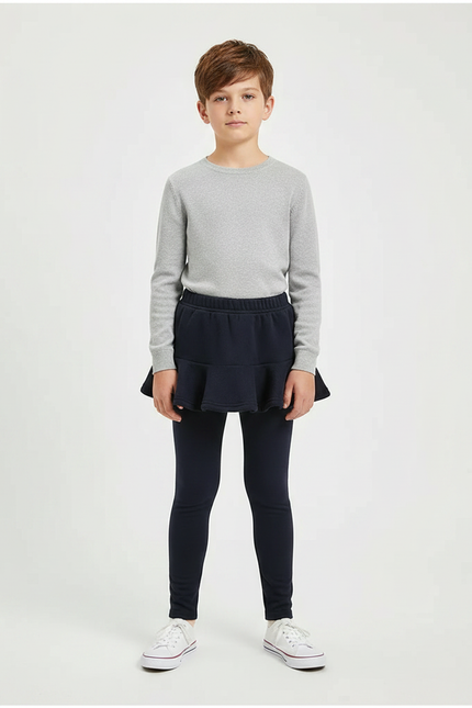 Pantalon Jupe Marine Côtelé Volanté Enfant Hiver - Molleton