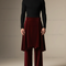 Pantalon Jupe Velours Bordeaux Fluide Élégant Superposé