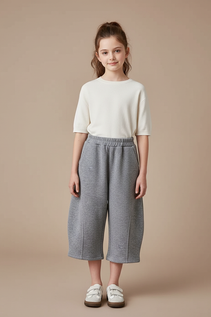 Pantalon Jupe Gris Ample Décontracté Polaire Épais - Molleton