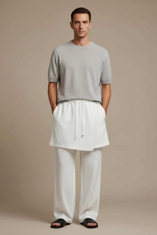 Pantalon Jupe Cd85 - Blanc Lin