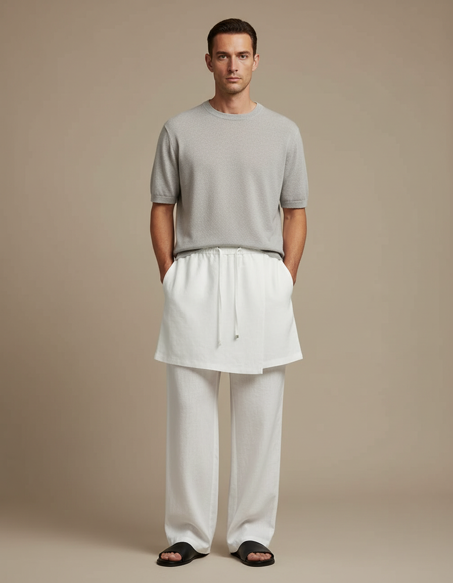 Pantalon Jupe Cd85 - Blanc Lin