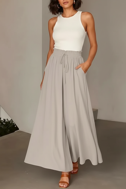 Pantalon Jupe-culotte Femme - Gris Viscose