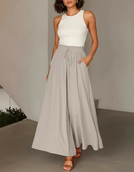 Pantalon Jupe-culotte Femme - Gris Viscose