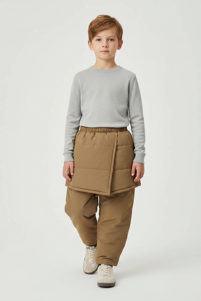 Pantalon Jupe Marron Enfant Matelassé Hiver Confortable - Polyester