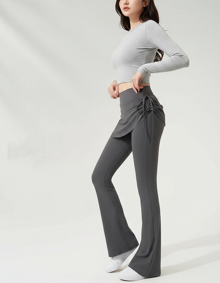 Pantalon Jupe Gris Évasé Sportif Intégré Cordon - Polyester