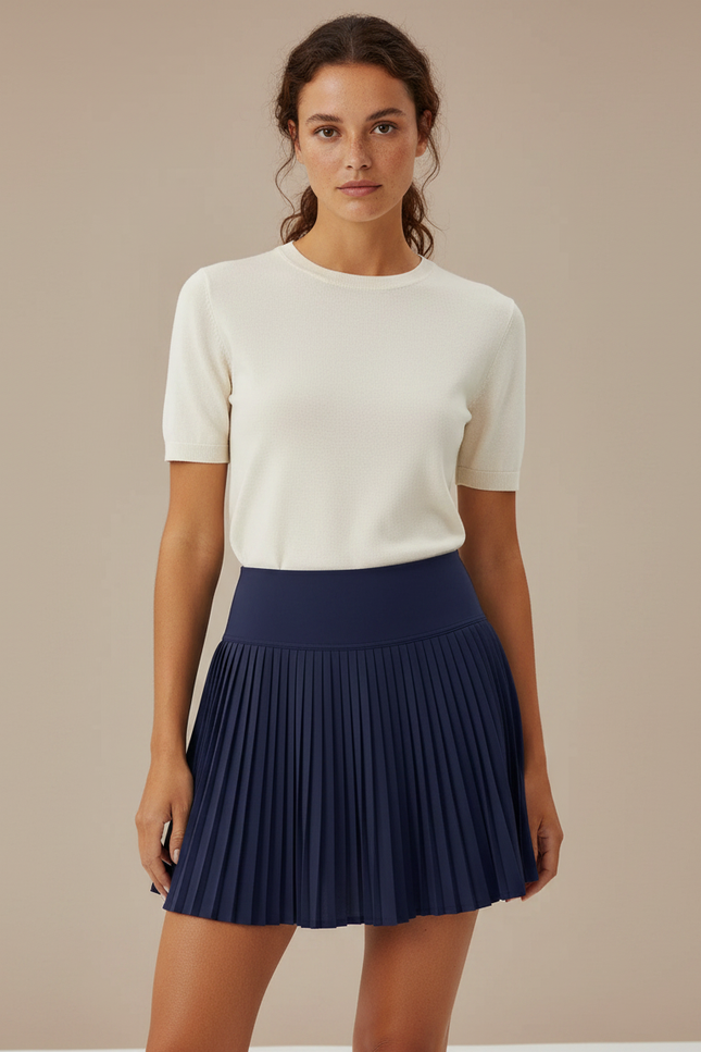 Pantalon Jupe Plissée Courte Marine Athlétique - Polyester