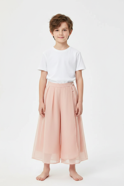 Pantalon Jupe Rose Fluide Plissé Enfant Léger - Polyester
