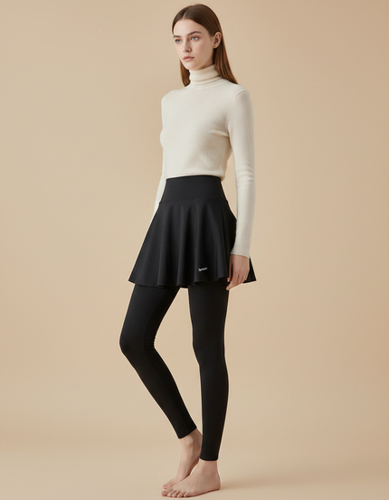 Pantalon Jupe Noir Intégré Sportif Élégant Uni - Polyester