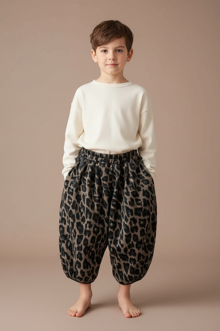 Pantalon Jupe Léopard Ample Molleton Chaud Enfant - Imprimé