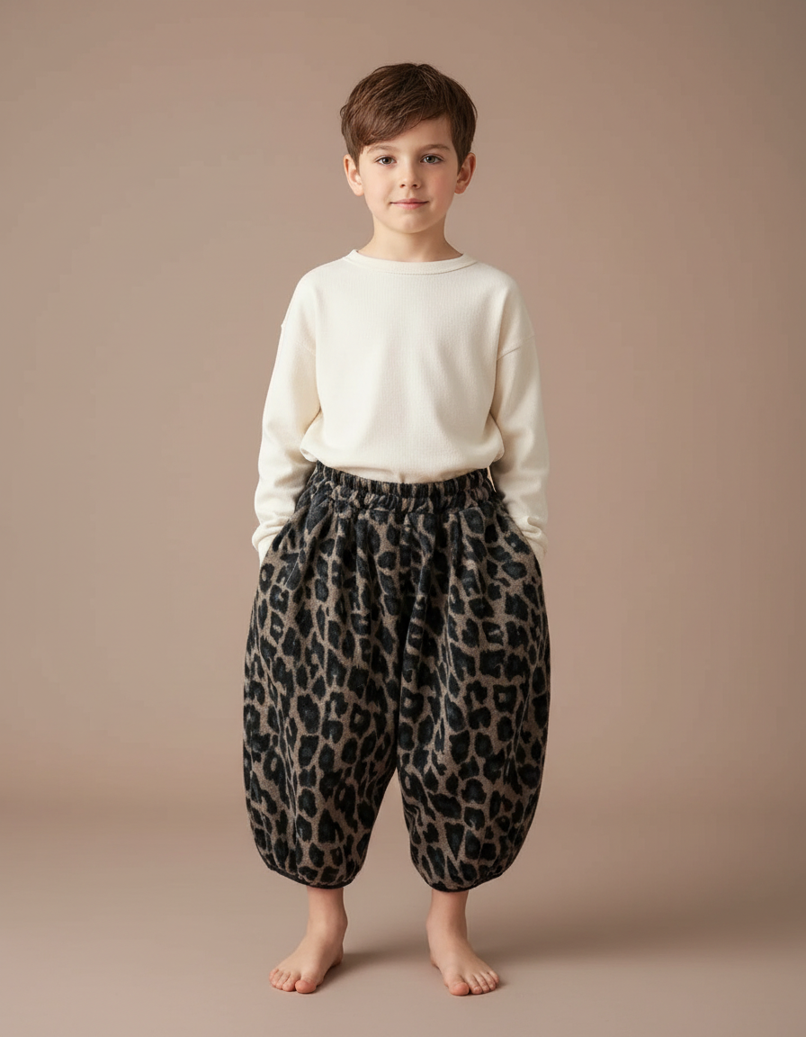 Pantalon Jupe Léopard Ample Molleton Chaud Enfant - Imprimé