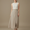 Pantalon Jupe Beige Lin Ample Superposé Fluide
