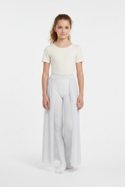 Pantalon Jupe Blanc Fluide Danse Ballet Fille - Polyester