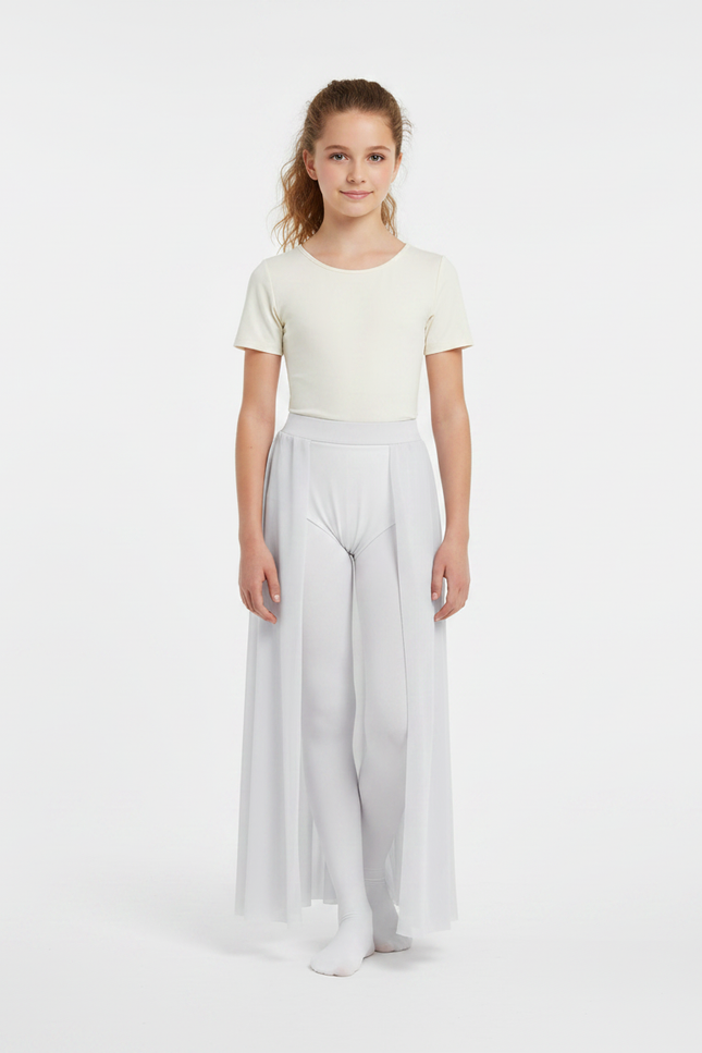 Pantalon Jupe Blanc Fluide Danse Ballet Fille - Polyester