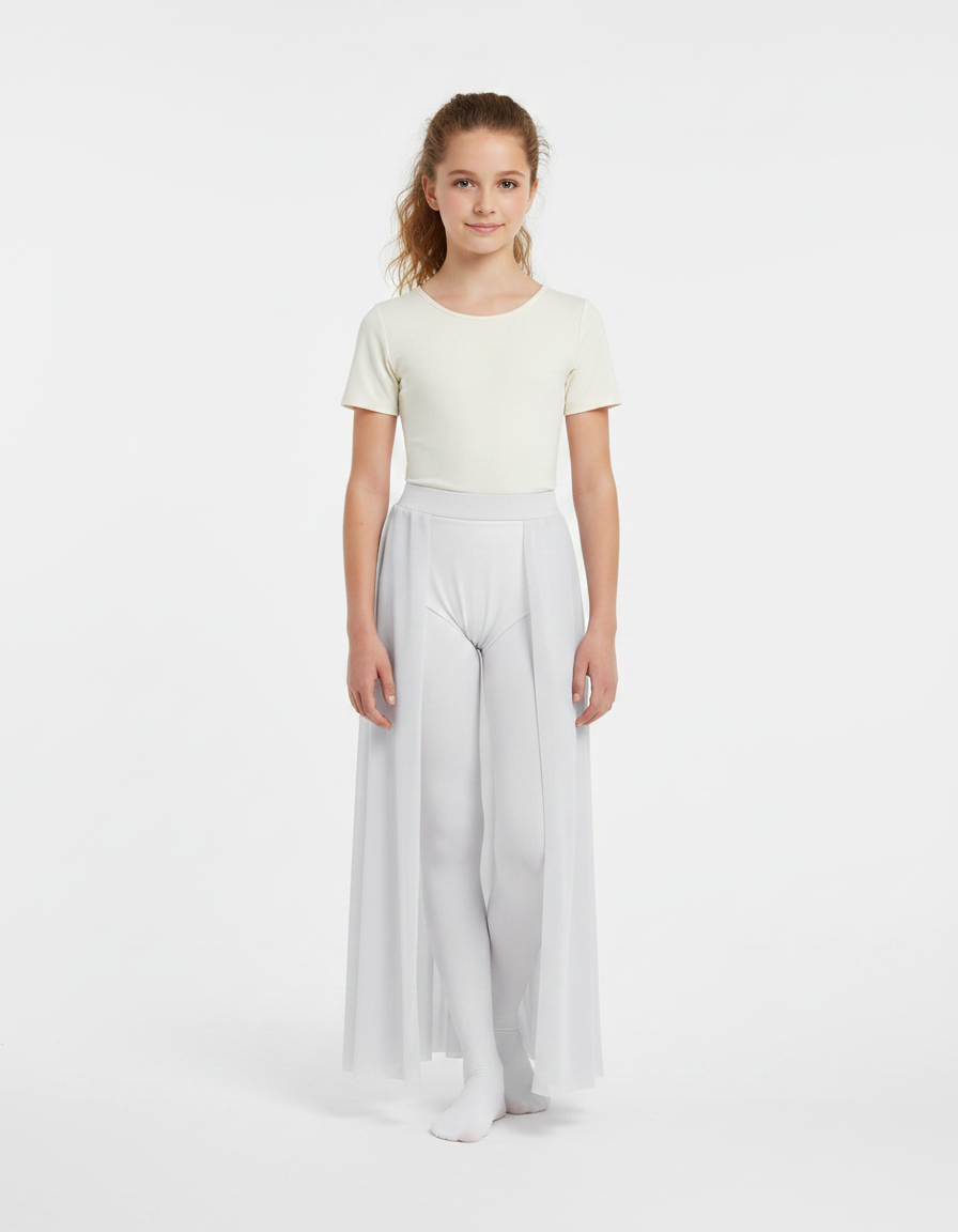 Pantalon Jupe Blanc Fluide Danse Ballet Fille - Polyester