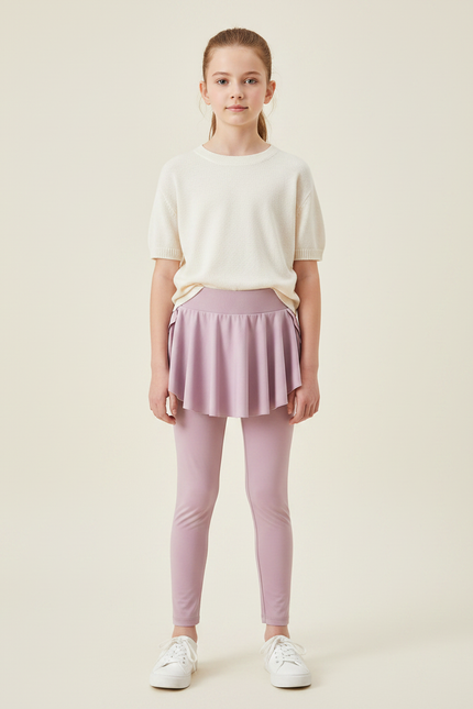 Pantalon Jupe Mauve Sportif Fille Intégré Confortable - Violet Polyester