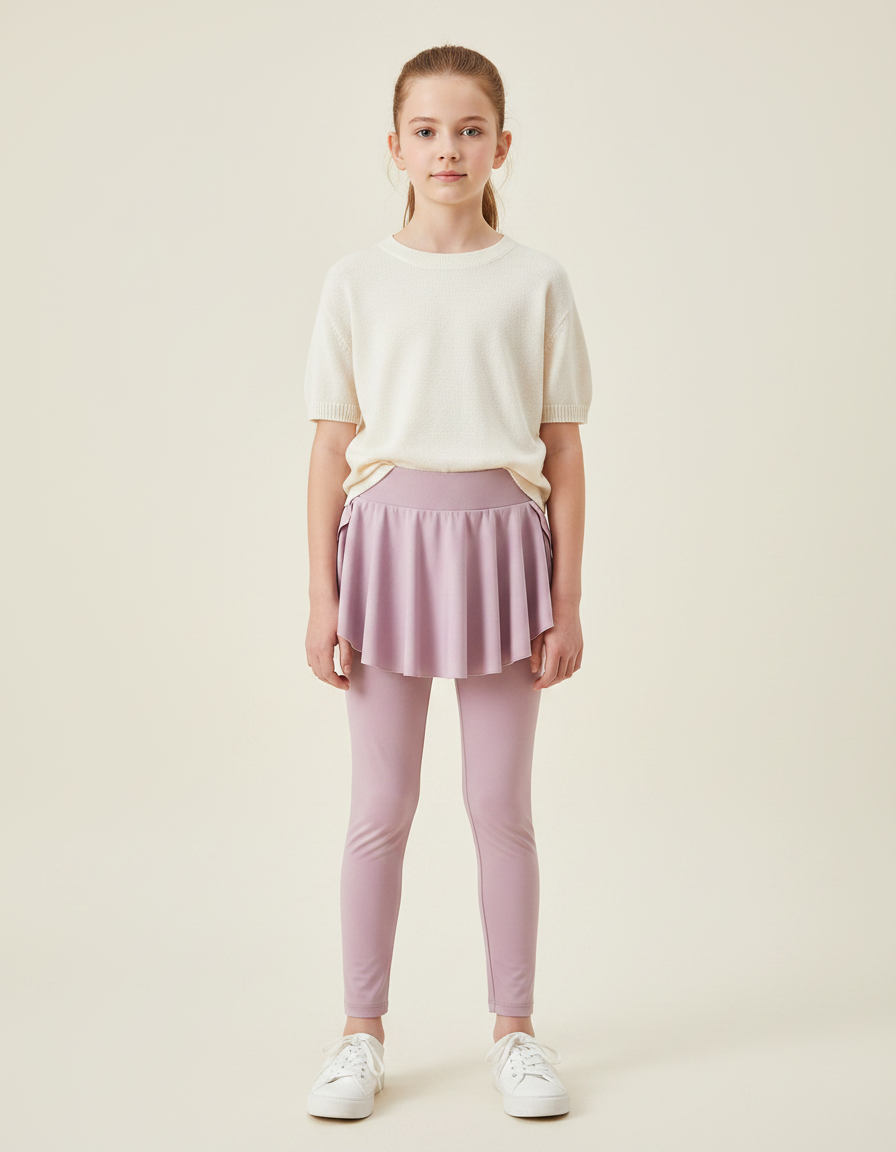 Pantalon Jupe Mauve Sportif Fille Intégré Confortable - Violet Polyester