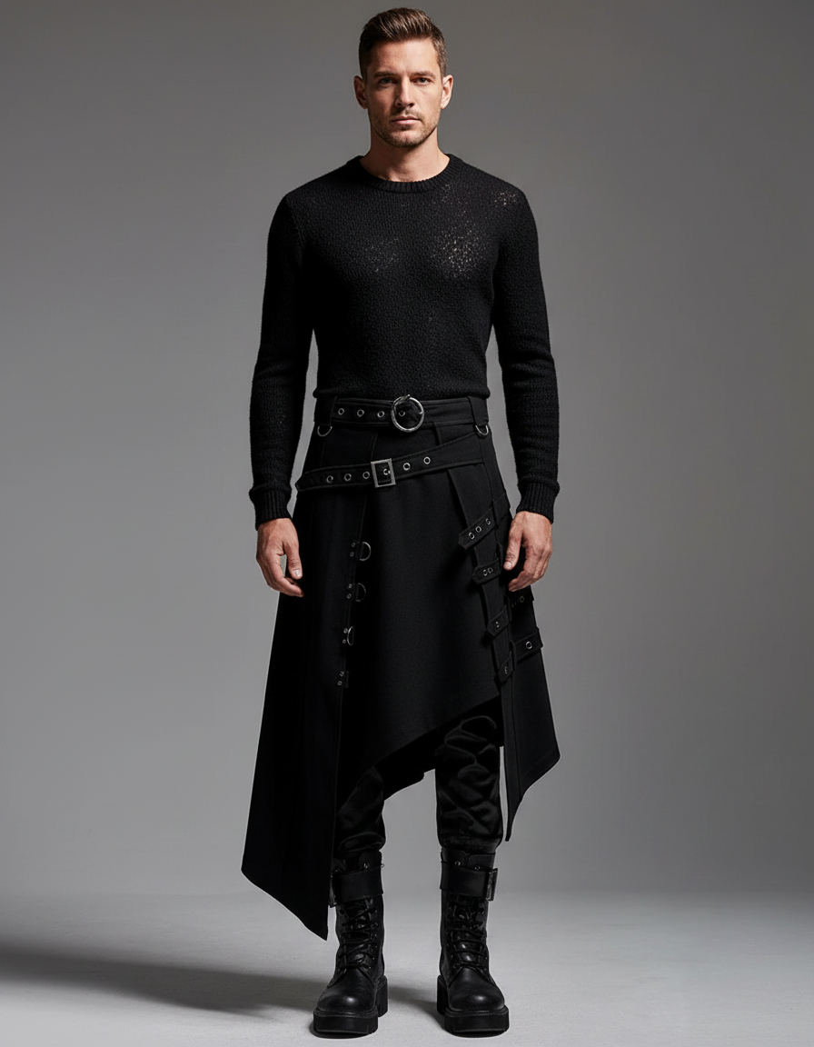 Pantalon Jupe Gothique - Noir Polyester