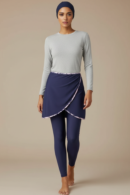Pantalon Jupe Marine Crossover Imprimé Modeste Femme - Polyester