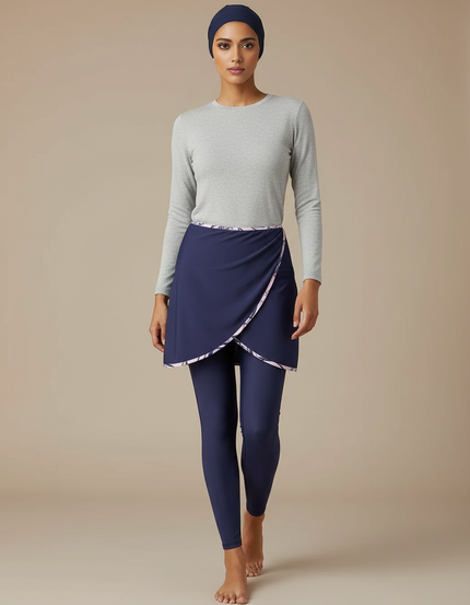 Pantalon Jupe Marine Crossover Imprimé Modeste Femme - Polyester