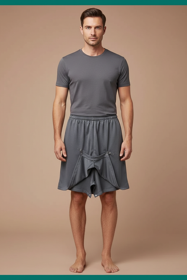Pantalon Jupe Gris Ample Décontracté Homme Moderne - Polyester