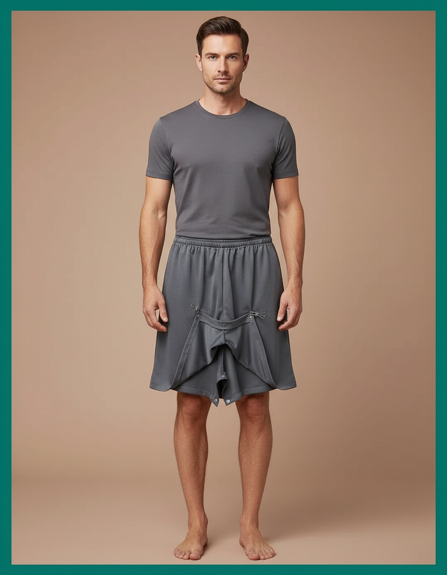Pantalon Jupe Gris Ample Décontracté Homme Moderne - Polyester