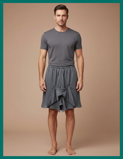Pantalon Jupe Gris Ample Décontracté Homme Moderne - Polyester