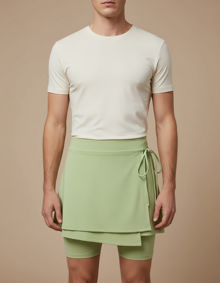 Pantalon Jupe Sport Vert Clair Fluide Lacets - Polyester