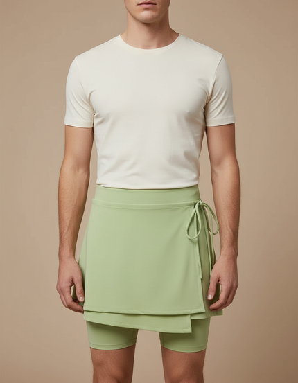 Pantalon Jupe Sport Vert Clair Fluide Lacets - Polyester