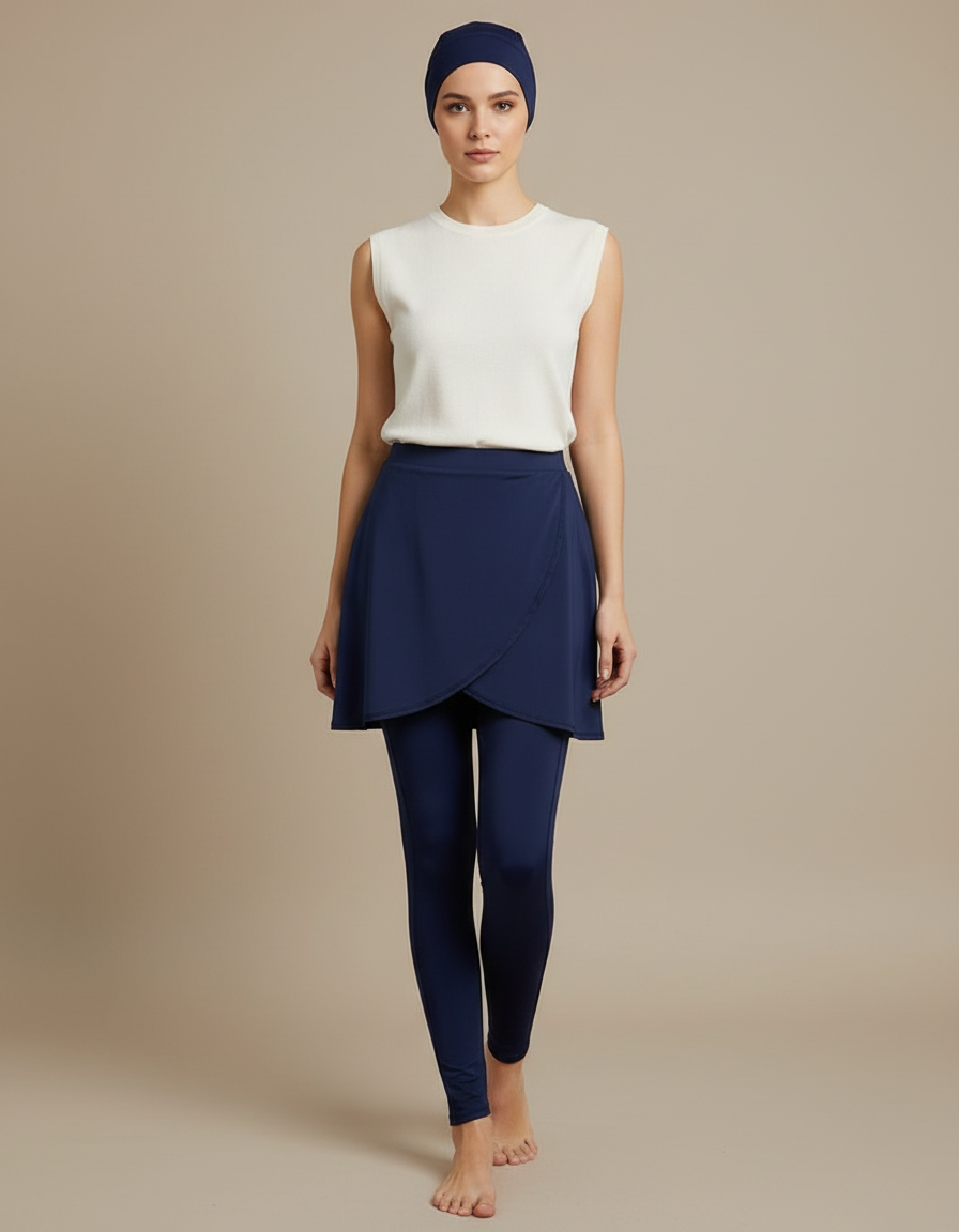 Pantalon Jupe Bleu Marine Crossover Sportif Femme Uni - Polyester