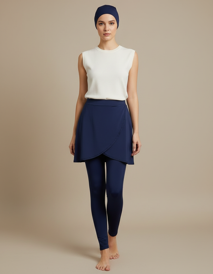 Pantalon Jupe Bleu Marine Crossover Sportif Femme Uni - Polyester