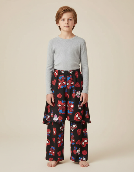 Pantalon Jupe Noir Imprimé Spider-Man Hello Kitty Doux Confortable - Molleton