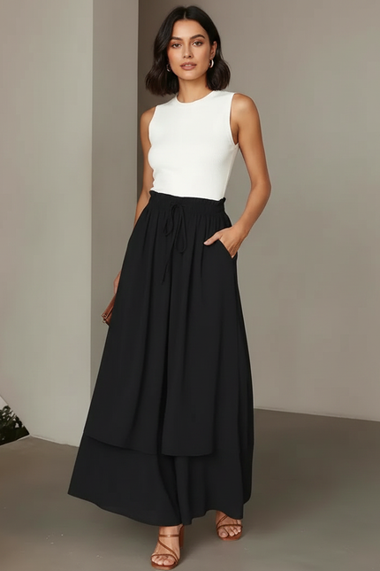 Jupes Pantalons Pour Femme - Noir Viscose