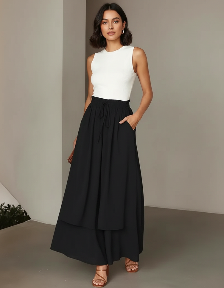 Jupes Pantalons Pour Femme - Noir Viscose