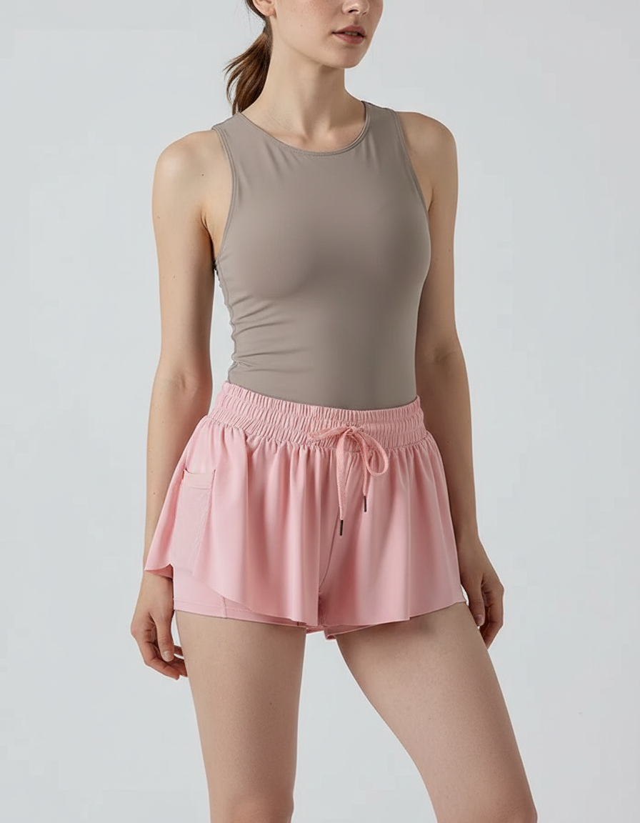 Pantalon Jupe Rose Fluide Sportif Intégré Femme - Polyester