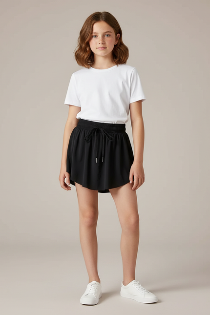 Pantalon Jupe Noir Fluide Sportif Décontracté Enfant - Polyester