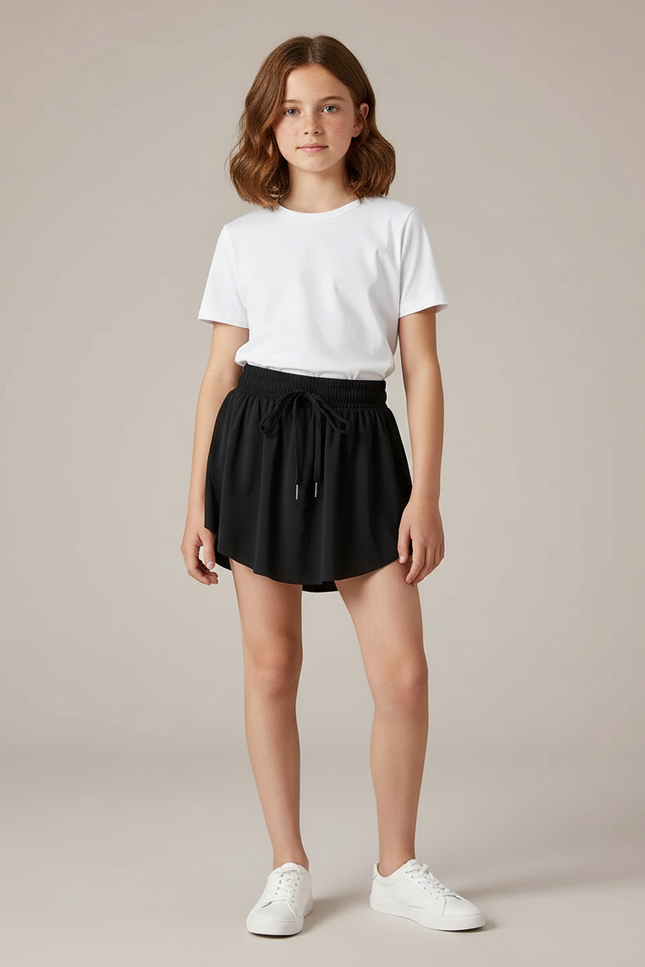Pantalon Jupe Noir Fluide Sportif Décontracté Enfant - Polyester